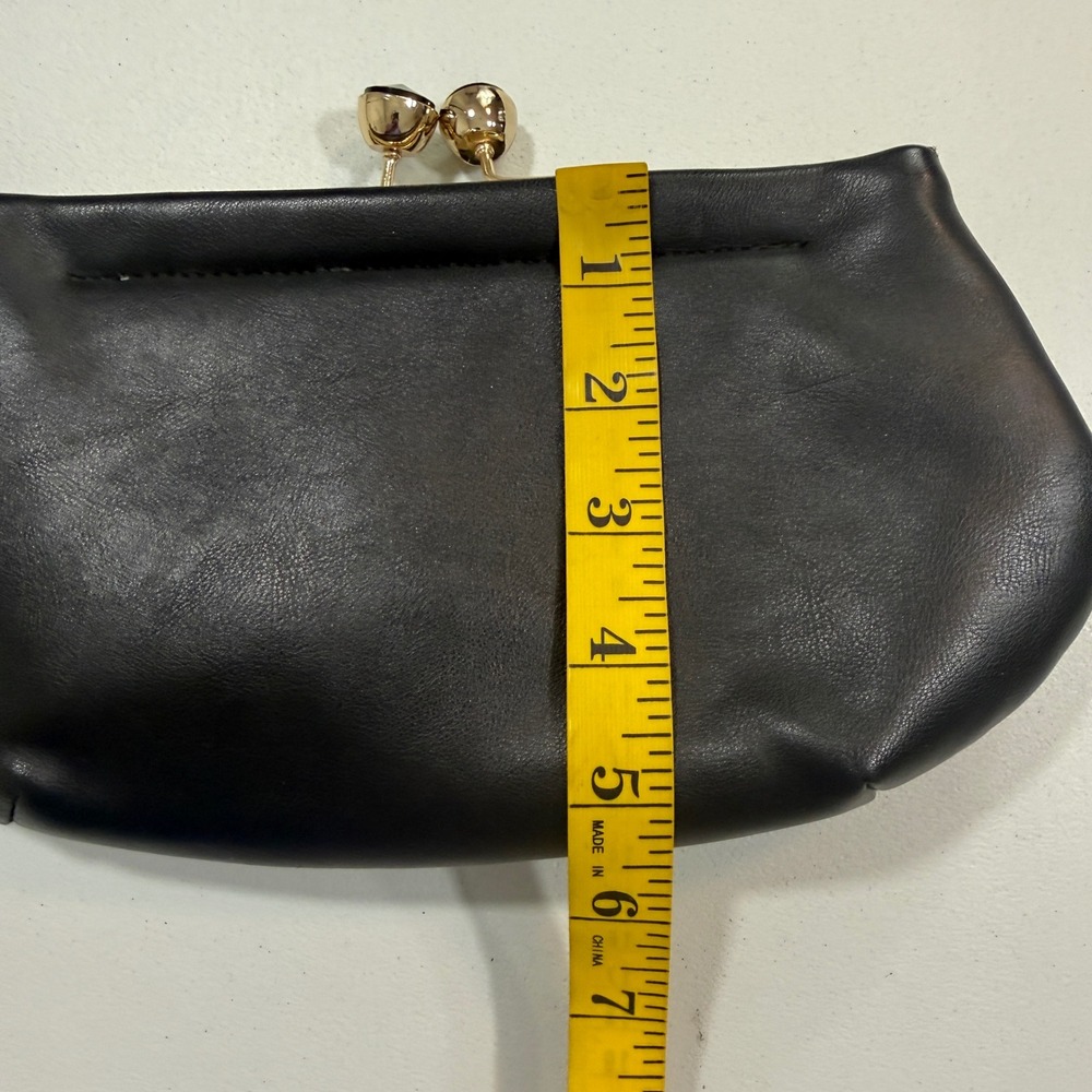 The Limited Womens Clutch Black Faux Leather Kiss Lock Career Modern Handbag - Picture 8 of 8